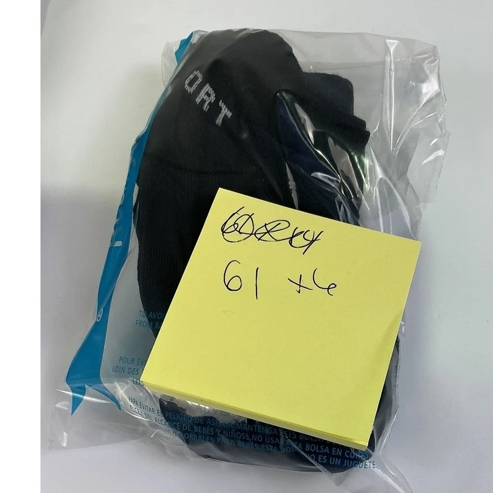 Mens Black Ankle Socks Lot‎ of 6 Athletic Cushioned Performance Socks One Size